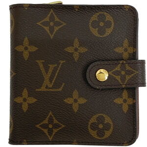 Louis Vuitton Compact Zip Bi fold Wallet Compartment Monogram Brown